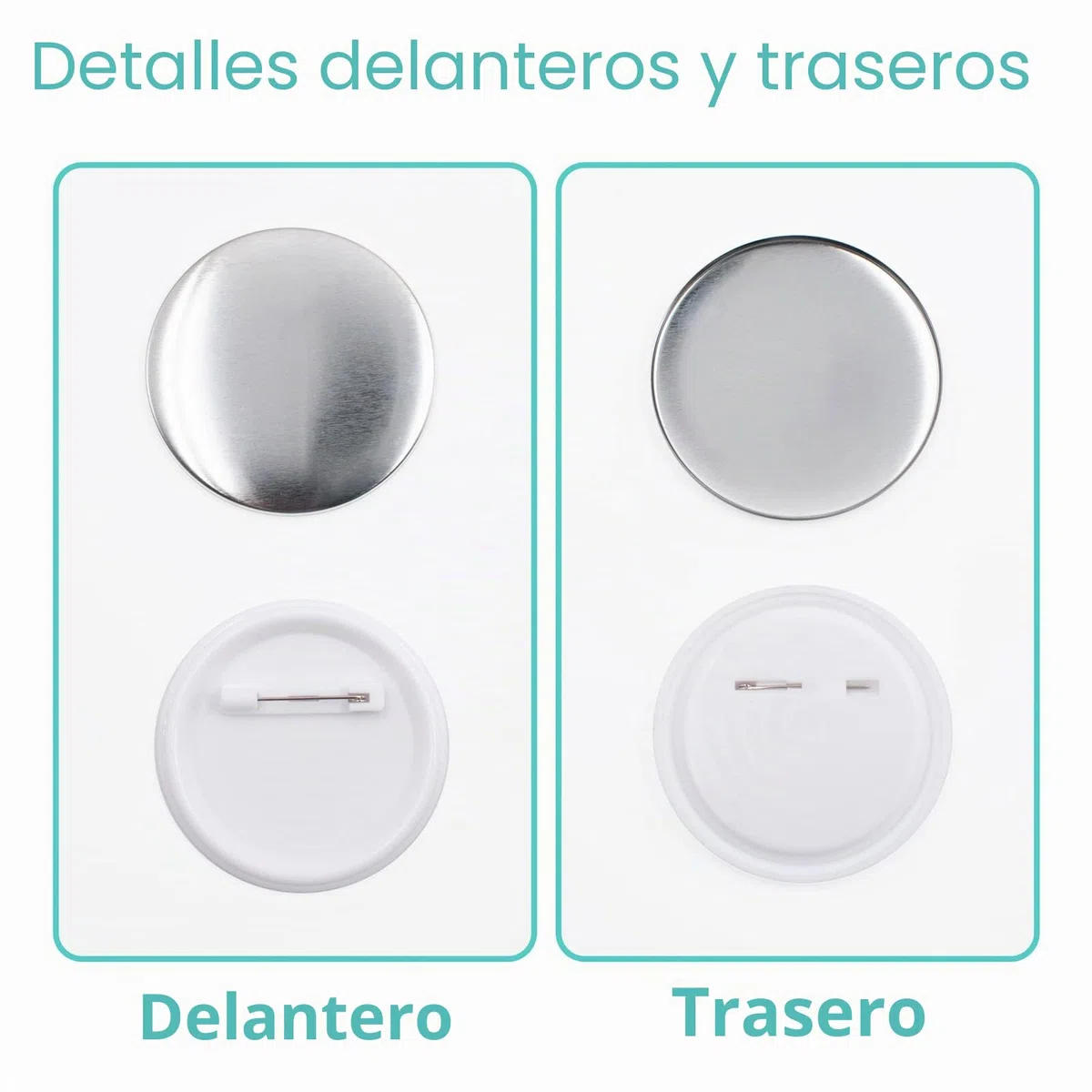 100 piezas 58mm Botón de Pin Redondo Bandejas Button proporciona piezas de botón trasero para el proceso DIY de la máquina de fabricación de botones, incluyendo la carcasa metálica