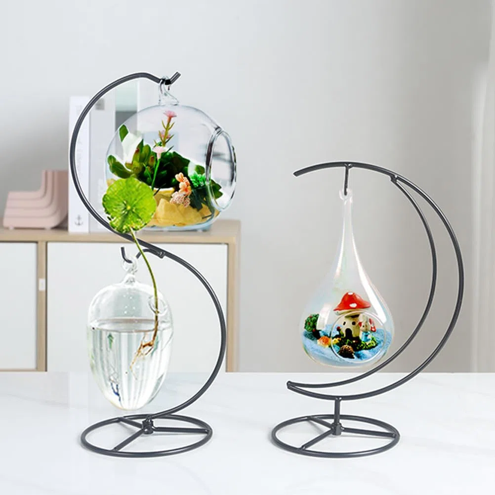 Soporte De Exhibición De Adornos De Hierro Para Plantas Colgantes, Decoración De Mesa Y Oficina, Terrarios Y Macetas, 26X18X12Cm