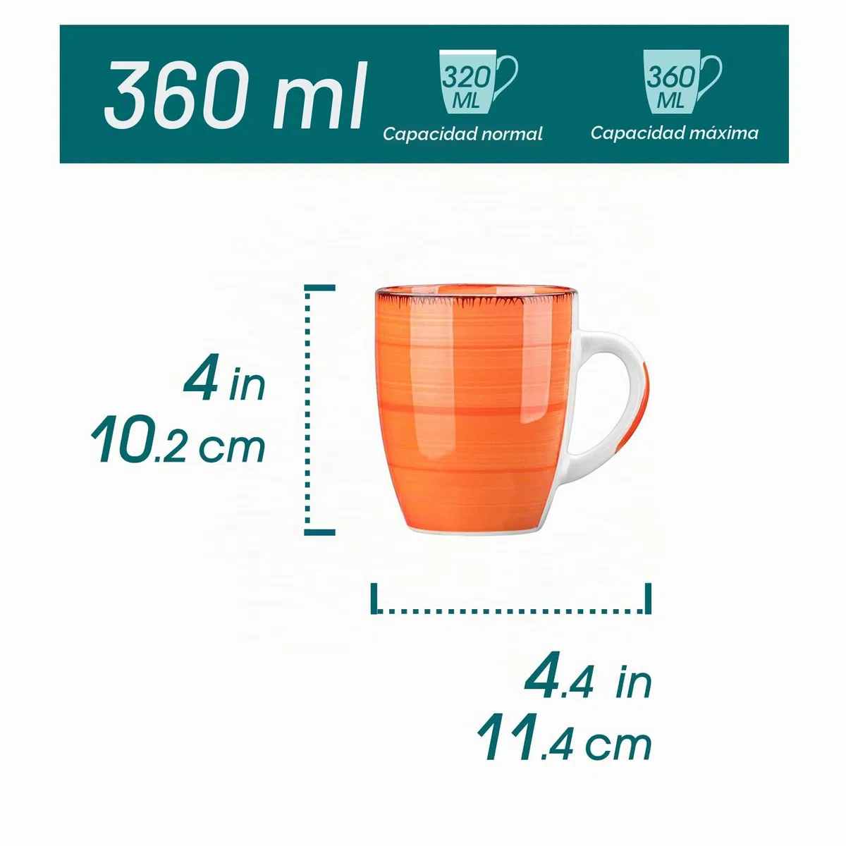 vancasso Serie Bonita Set 6 Tazas de Café, 360 ml Tazas Desayuno Mugs, Juego de Tazas de Leche, Tazas de Cerámica, Microondas y Lavavajillas, Pintados a Mano de Estilo, 6 Colores