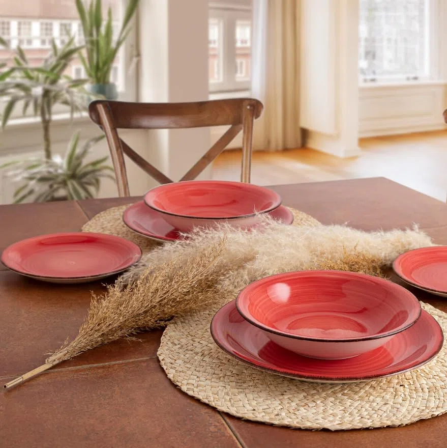 Quid Plato Hondo Vita Cerámica Rojo (ø 21,5 cm) (12 Unidades)