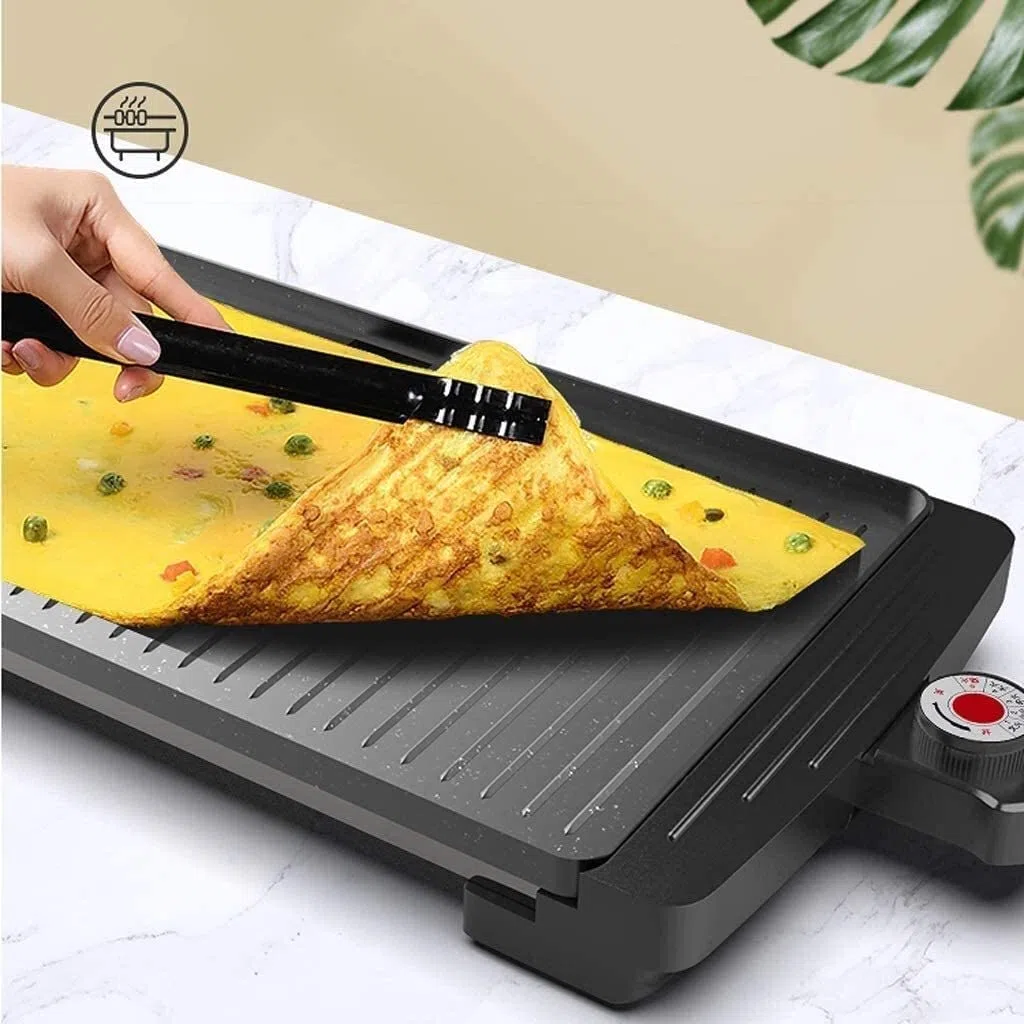Parrilla Eléctrica Plancha de Asar Sartén eléctrica para parrilla, parrilla de mesa 2 en 1, parrillas de contacto para barbacoa para interiores Parrilla sin humo para interiores, superficies de coc