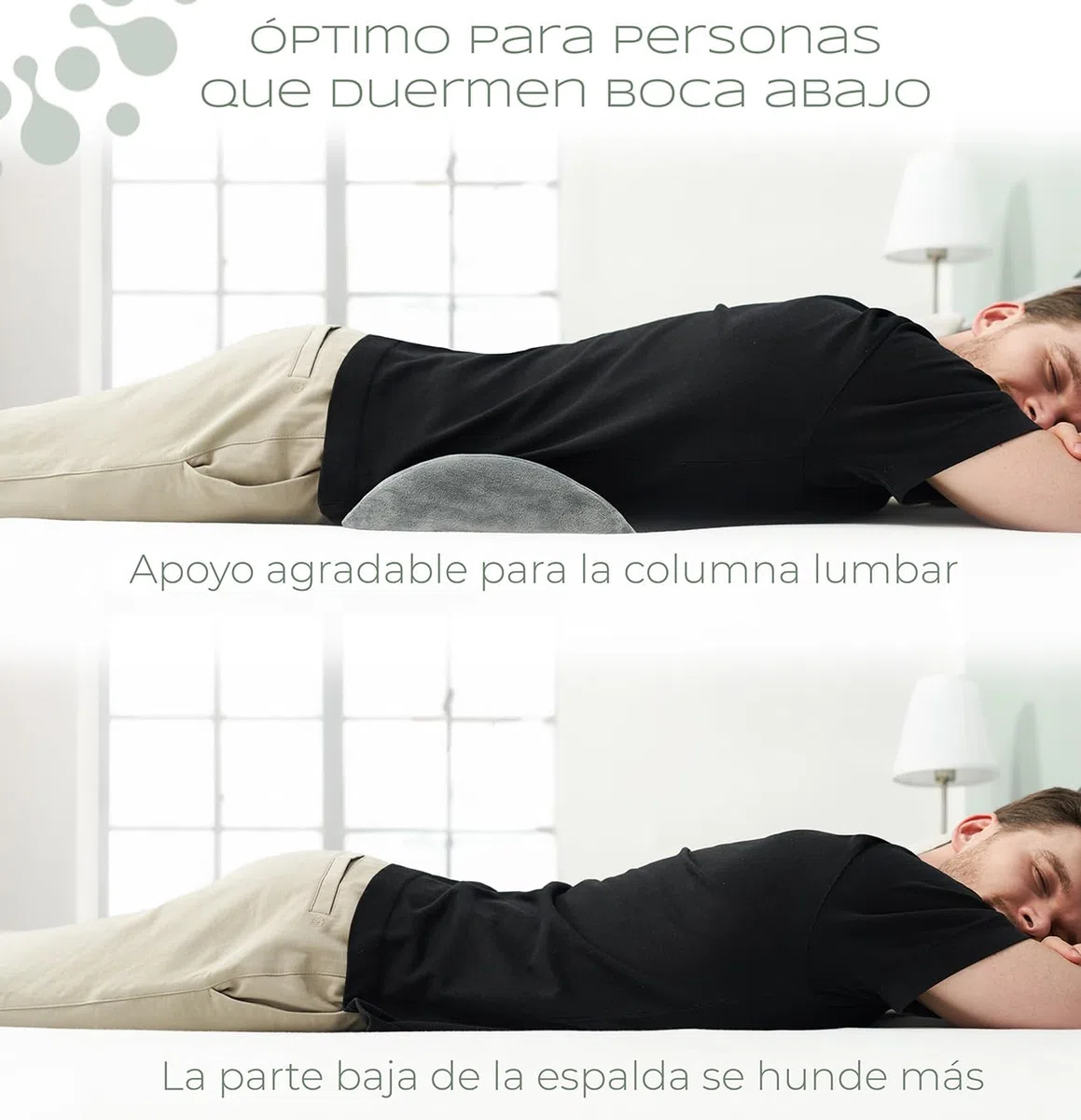 Well B4 Almohada Lumbar Ergonómica, de Apoyo Lumbar para Cama y Sofá, al Estar Tumbado, Cojin para la Parte Baja de la Espalda, Gris