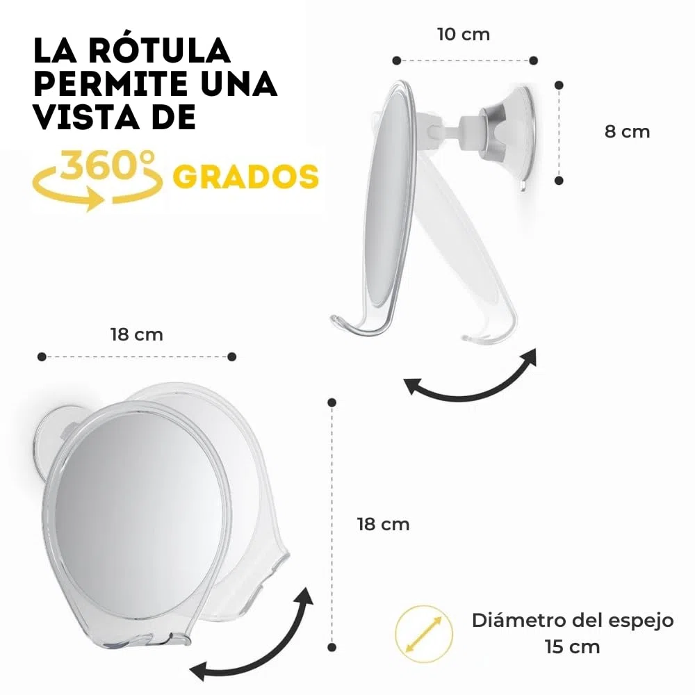 HONEYBULL Espejo de Afeitar Antivaho para Ducha con Ventosa Fuerte y Soporte para Navaja – Espejo de Baño para Afeitado y Cuidado Facial, Resistente al Vapor, Ideal para Hombre y Mujer, Blanco