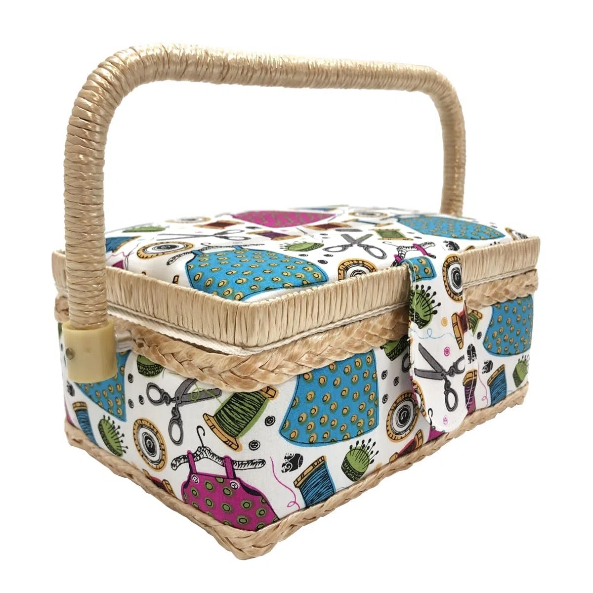 Costurero Mediano con Accesorios de Costura, Caja de Costura Forrada en Tela con Compartimentos, Caja de Costura Completa, Regalo para Madres, Amigas, Hermanas, (Vestido, Mediano)