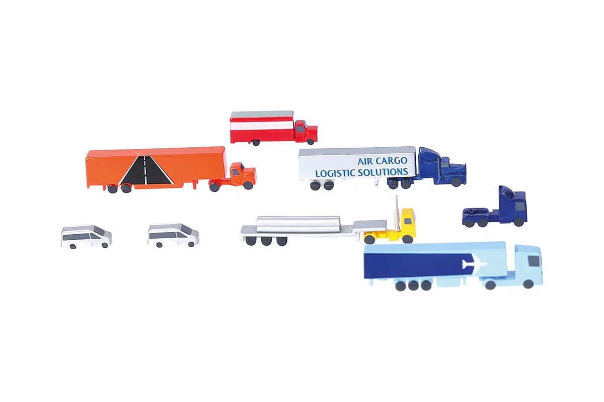 herpa Accesorio para Camiones y Furgonetas, Set de Accesorios de Aeropuerto a Escala 1:500, Camiones y Coches en Miniatura, Accesorio para Trenes, Modelo en Miniatura, plástico.