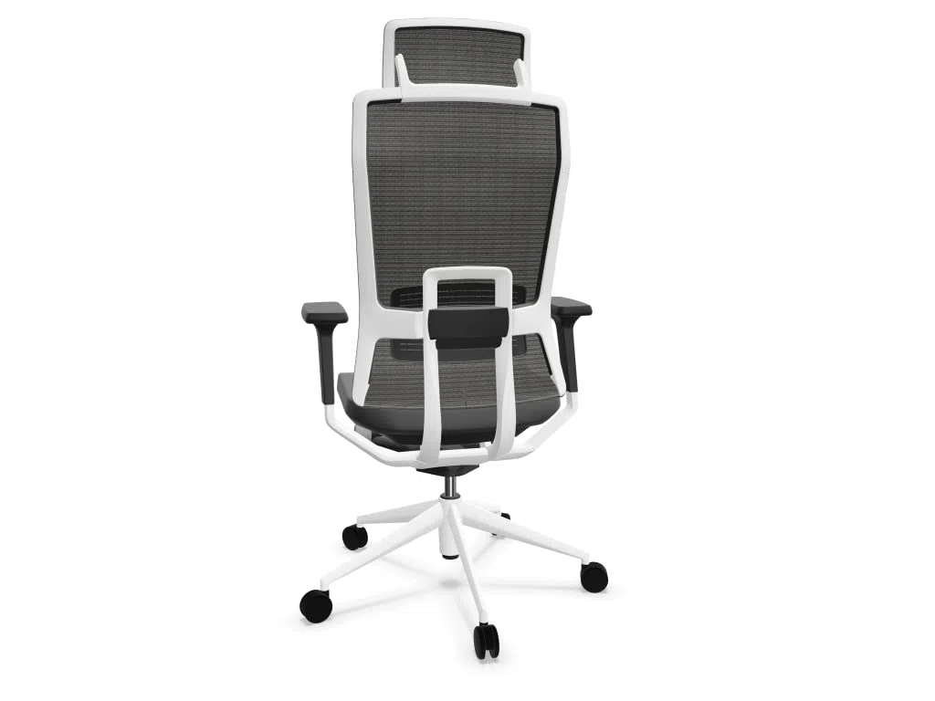 Silla de Oficina o Escritorio Profesional Top Actiu TNK Flex White and Black Respaldo Malla Ergonómica, Brazos Regulables 3D con certificación 24h hasta 150kg