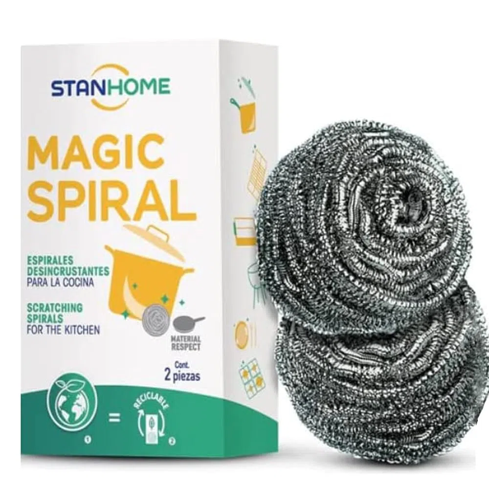 Estropajo de Acero Inoxidable Stanhome, Magic Espiral, Nana - para Cocina, Platos, Vasos y Fregadero (Pack de 15)
