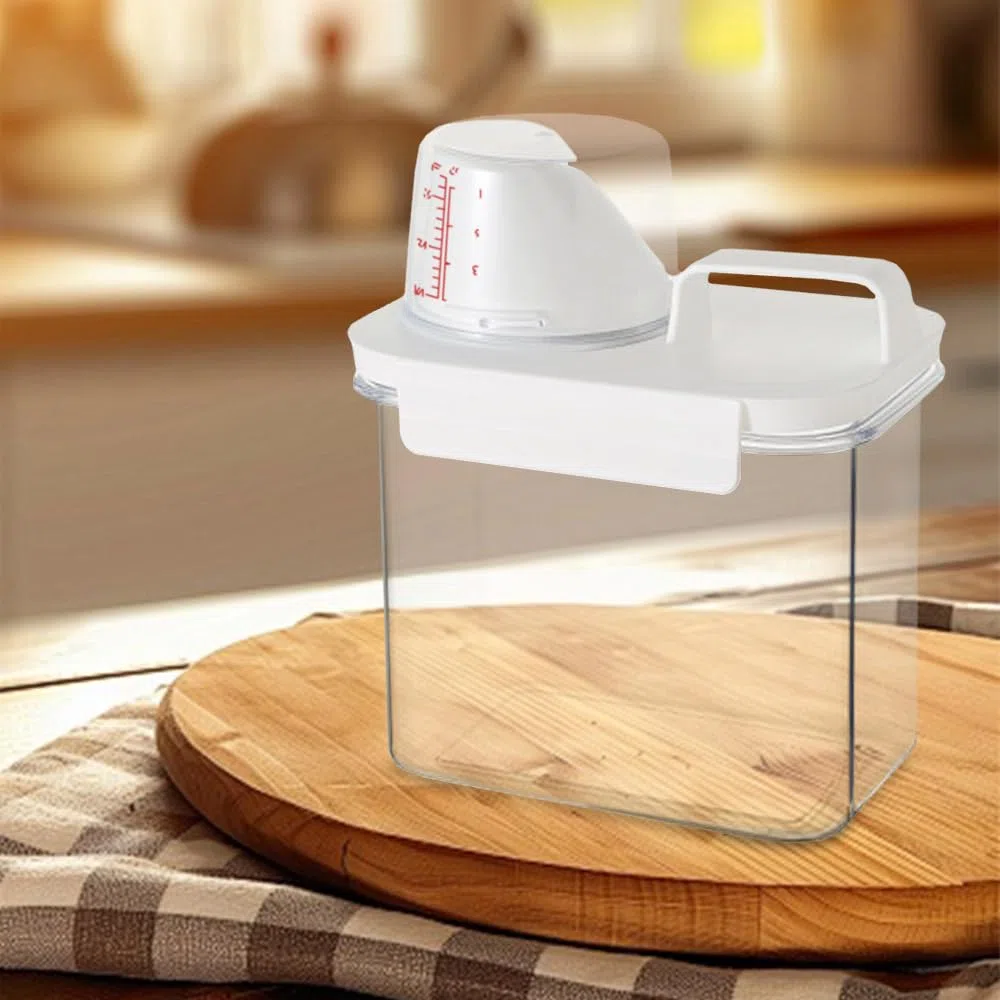 2 piezas Dosificador Detergente Lavadora De MúLtiples Fines Botes Cocina Almacenaje 1100Ml Contenedor Pienso Perros Apto Para Cereales, Arroz, Comida Para Gatos, Detergentes