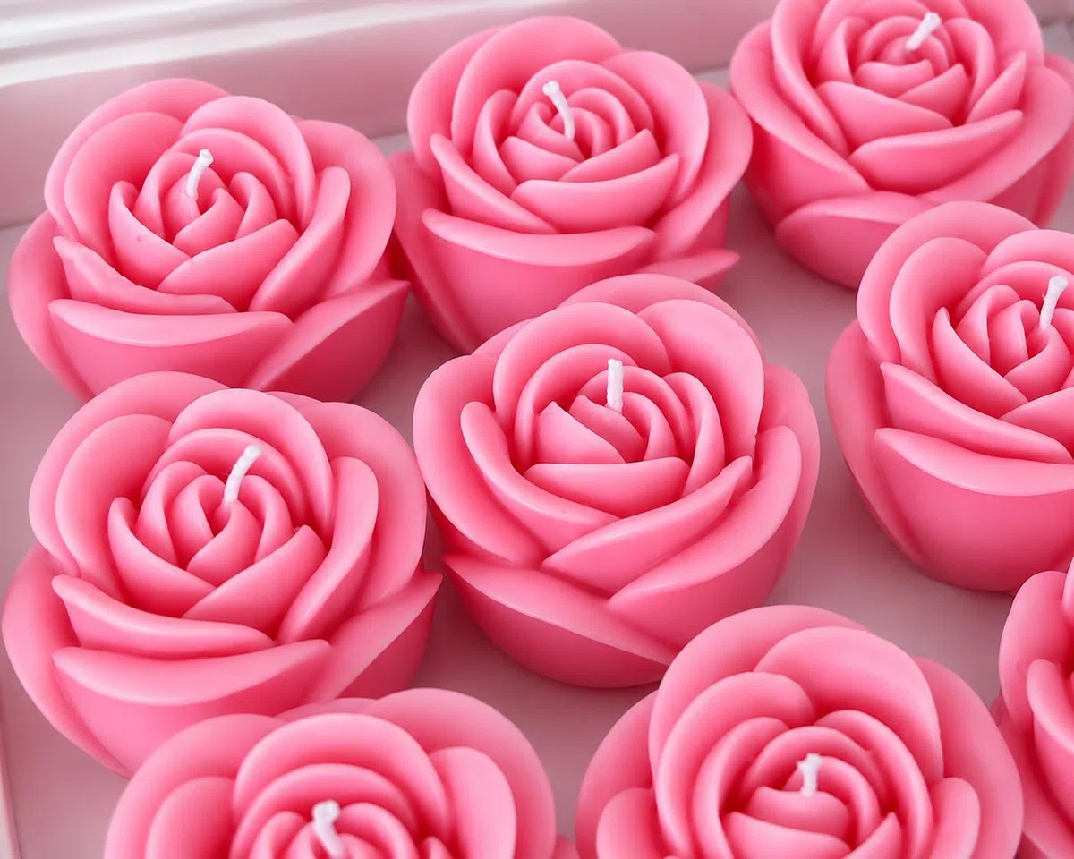 Velas en Forma de Rosa, Set de 18 Velas, Cera de Colza Natural, Regalo Romántico, Decoración de Hogar, Bodas y Eventos, Diseño Floral, Hecho en España (Rosas)