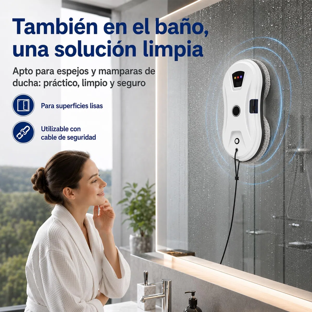 Roboclean Osmo Limpiacristales,Roboclean Osmo Cristales | Istema de Aspiración Potente Detecta Bordes Control Remoto para Ventanas y Espejos