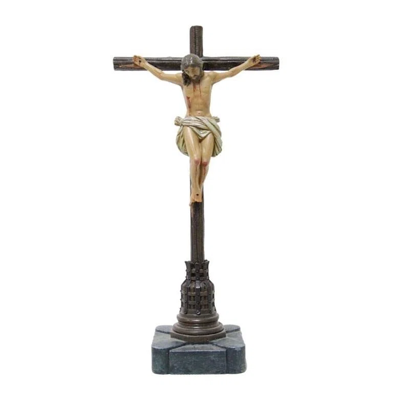 Crucifijo Cristo de la Buena Muerte Resina Pintado a Mano 25 cm