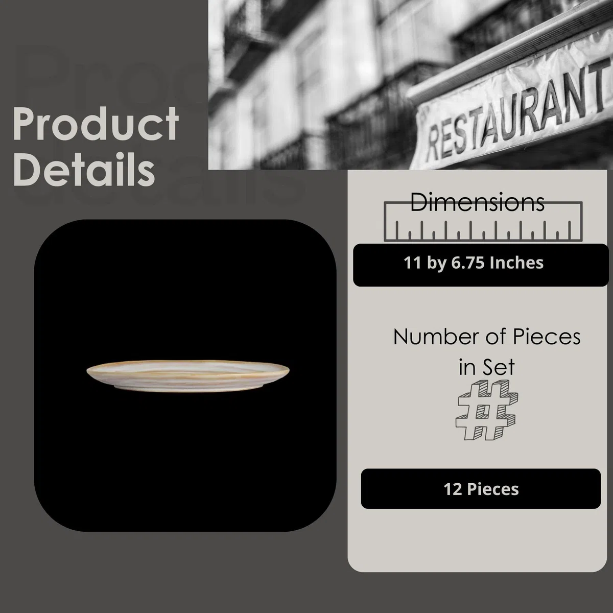Steelite - Platos ovalados de gres, Folio Azores de porcelana rústica, bandejas para servir, para entradas, ensaladas, aperitivos, restaurantes comerciales de servicio de alimentos, 11 x 6.7 pulgadas,