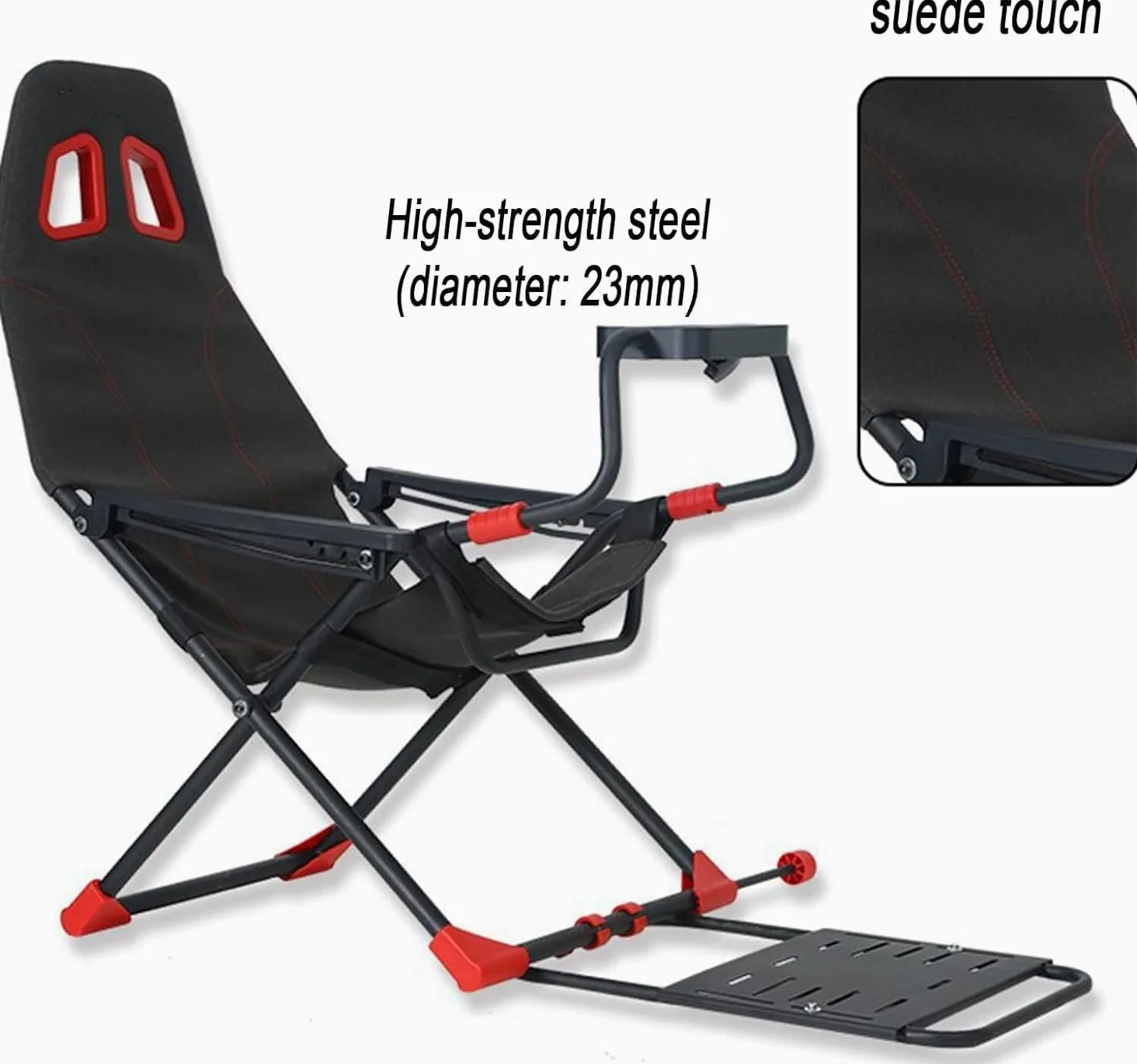 Cabina de simulador de carreras ajustable con asiento ergonómico, soporte de rueda plegable para PC, PS4, PS5, Xbox Series X/S