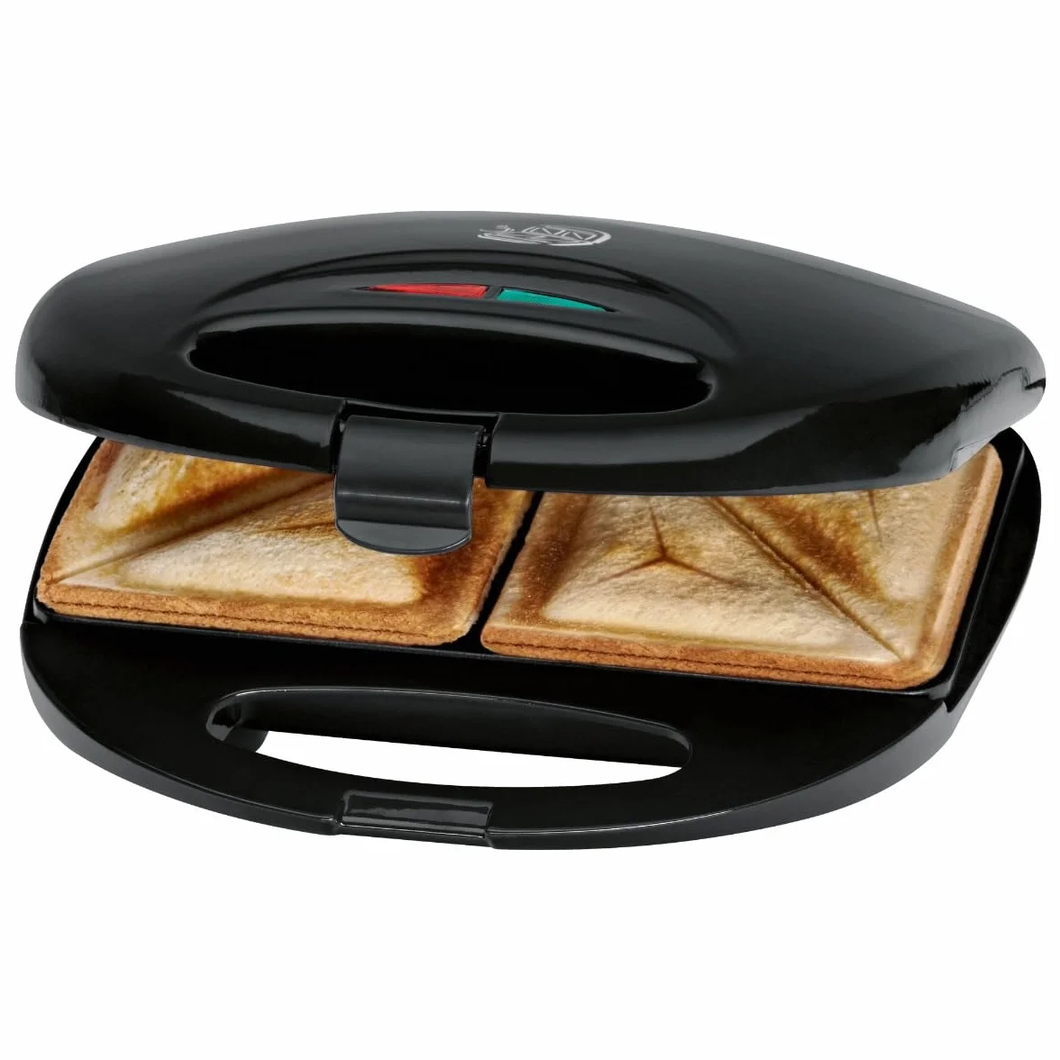 Clatronic ST 3477 sandwichera, tostadora de sandwich eléctrica, sandwichera con placas triangulares para sandwich (recubrimiento antiadherente), control automático de temperatura, 750 vatios, negro