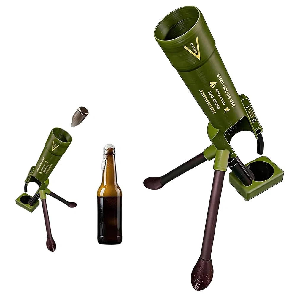 Abridor de botellas de cerveza de mortero de 51 mm, lanzador de tapas tácticas resistentes, abridor manos libres para cerveza, bar, escritorio, decoración del hogar, regalo único para hombres
