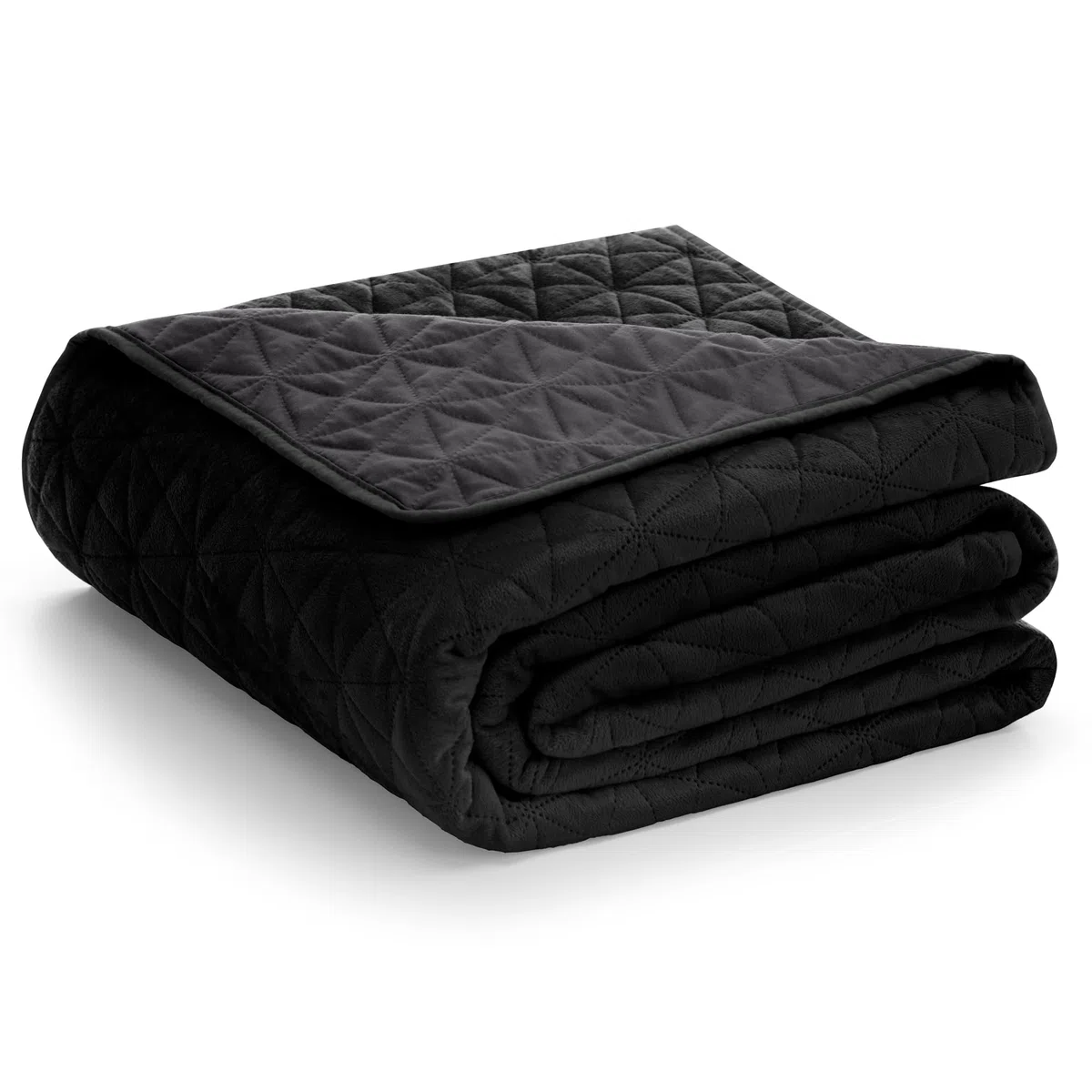 Tagesdecke 260x280 cm Negro, edredón reversible, con pespunte, terciopelo y samt Laila