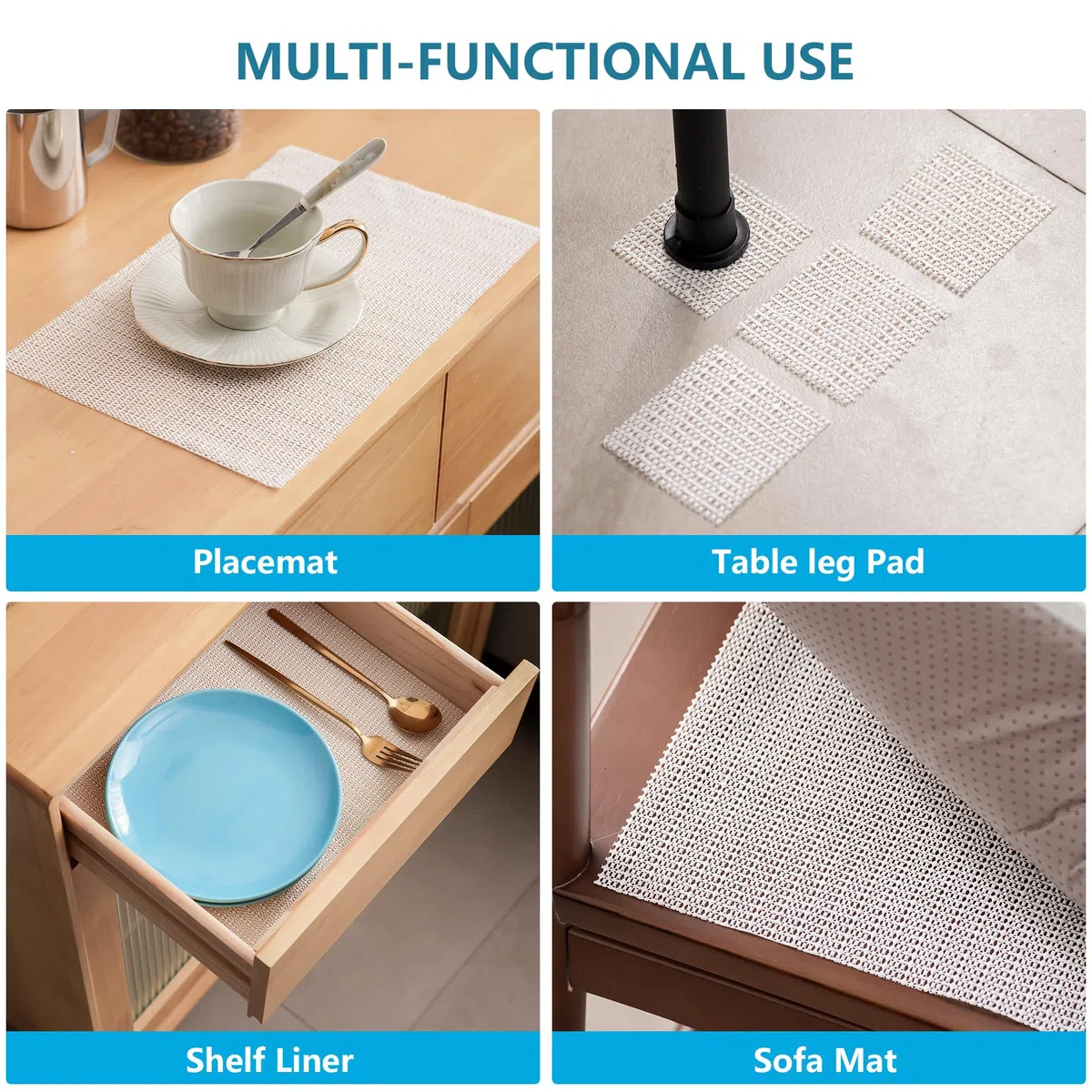 Almohadilla antideslizante de 12 x 15 pies para suelos de madera dura, azulejos y alfombras, almohadillas antideslizantes para mantener las alfombras seguras y en su lugar, protege los suelos,