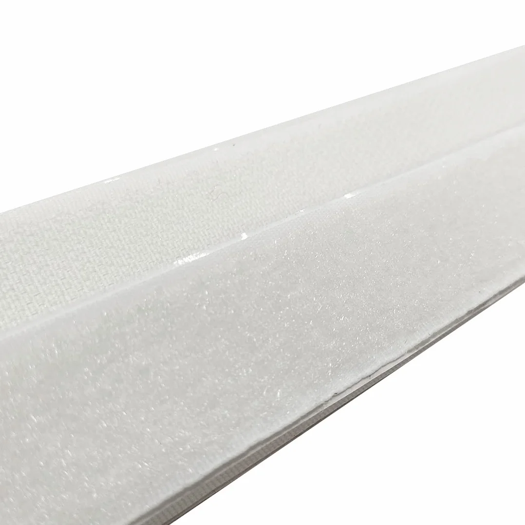 25 Metros/Belcro con Adhesivo - Doble Cara - Cinta de Cierre para Unir Cortinas, Alfombras, Telas, Mosquiteras, Cuadros, Adhesivo Fuerte, Hook and Loop, (Gancho y Felpa- 25mm- Blanco)