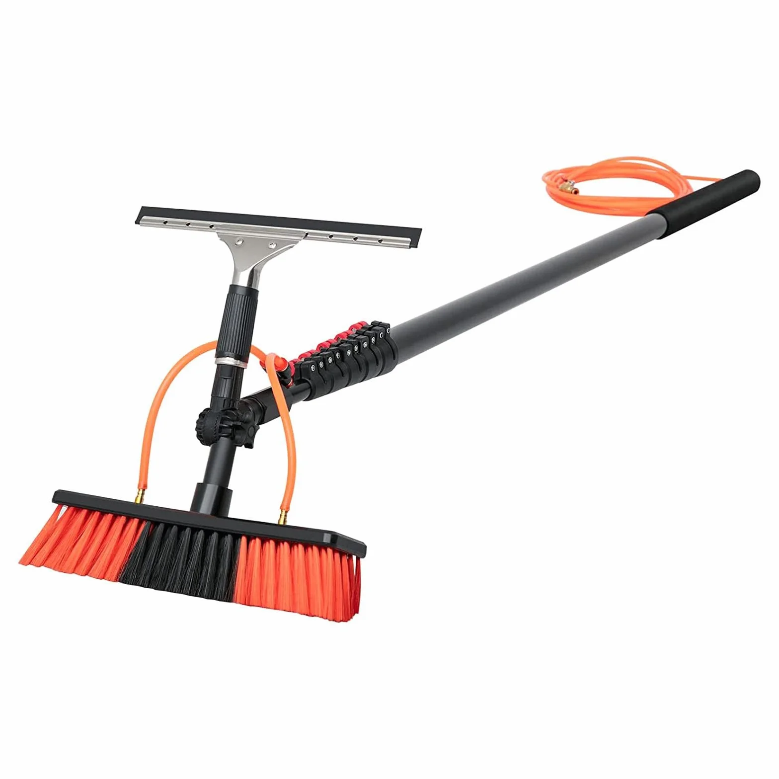 Kit de limpieza telescópico 3 en 1, cepillo de vidrio para panel solar, limpiador de ventanas altas, herramienta de lavado para interiores y exteriores, extensión de 9 m para mantenimiento