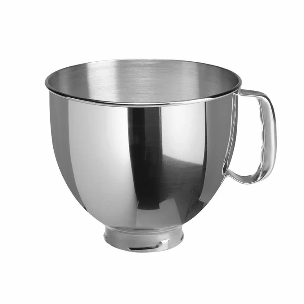 KitchenAid Bol de Acero Inoxidable 4.7L, Asa Ergonómica, Apto para Lavavajillas, Compatible con Batidoras de Cabezal Inclinable 4.3L y 4.7L