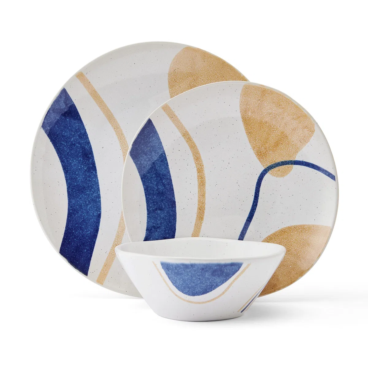 Pfaltzgraff Artful Circles Geo - Juego de vajilla de 12 piezas, servicio para 4 personas