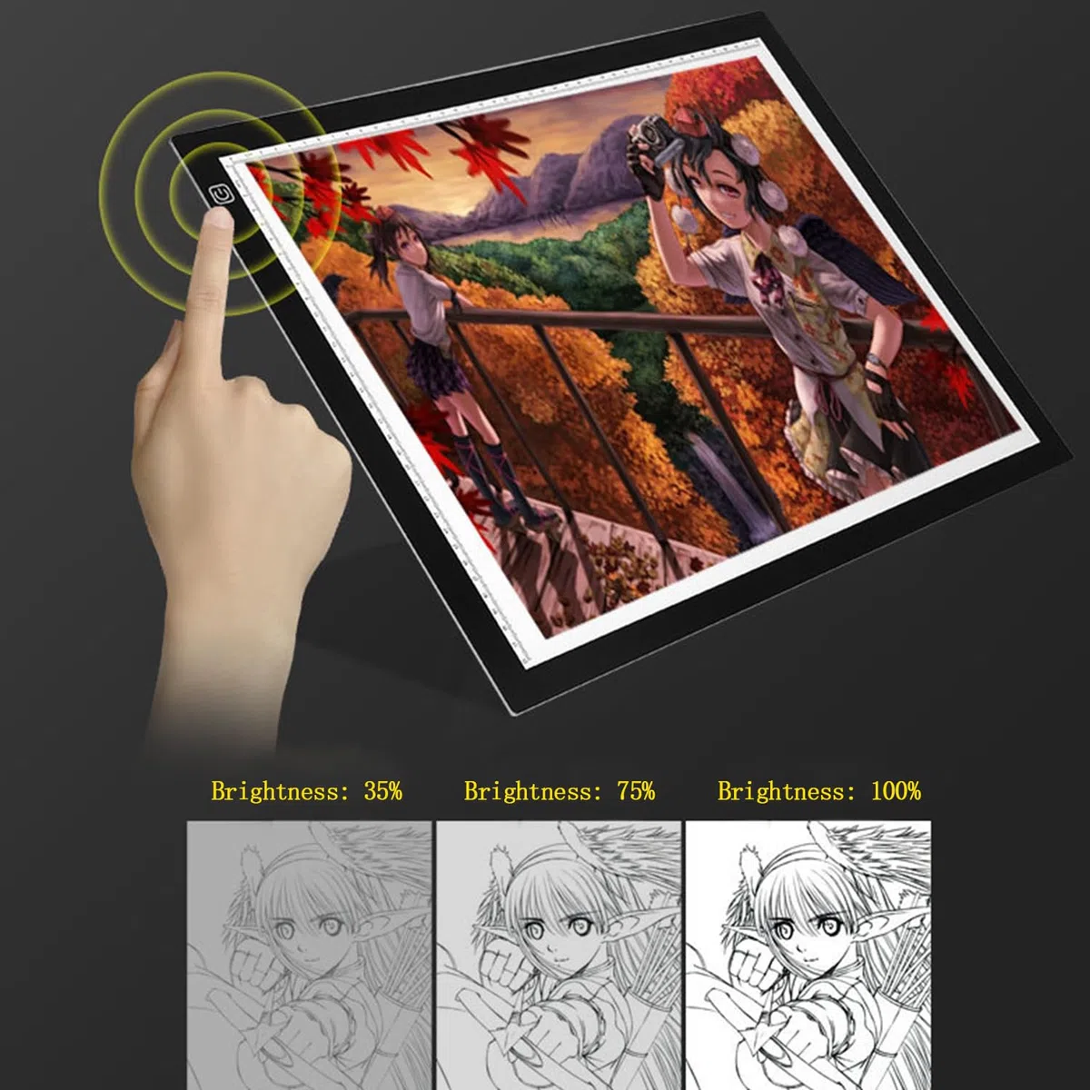 Caja de Luz Para Calcar,LED Light Tracing Pad,Dibujo Copiadora Escritorio Protección Ojos Diseño A4 Tacto Ligereza Ajustable Inteligente para el artista Cartón Hacer Sketch Diseño(profesional)