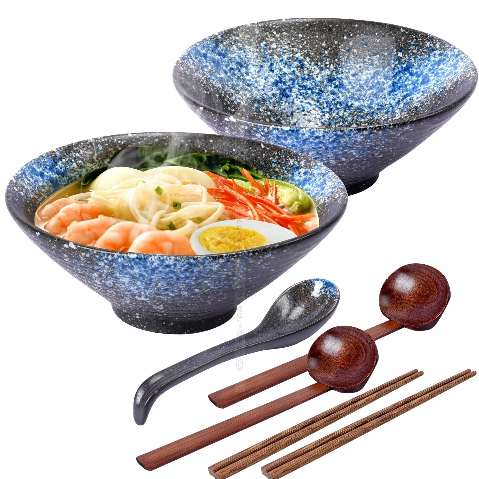 Juego De 2 Cuencos de Ramen, Ramen Bowl de Cerámica de 1000ML,Cuencos de Cerámica,Ramen Bowl Japonés de Cocina de Sopa de Porcelana Ensaladeras Para Pho y Tazón de Sushi Para Lavavajillas