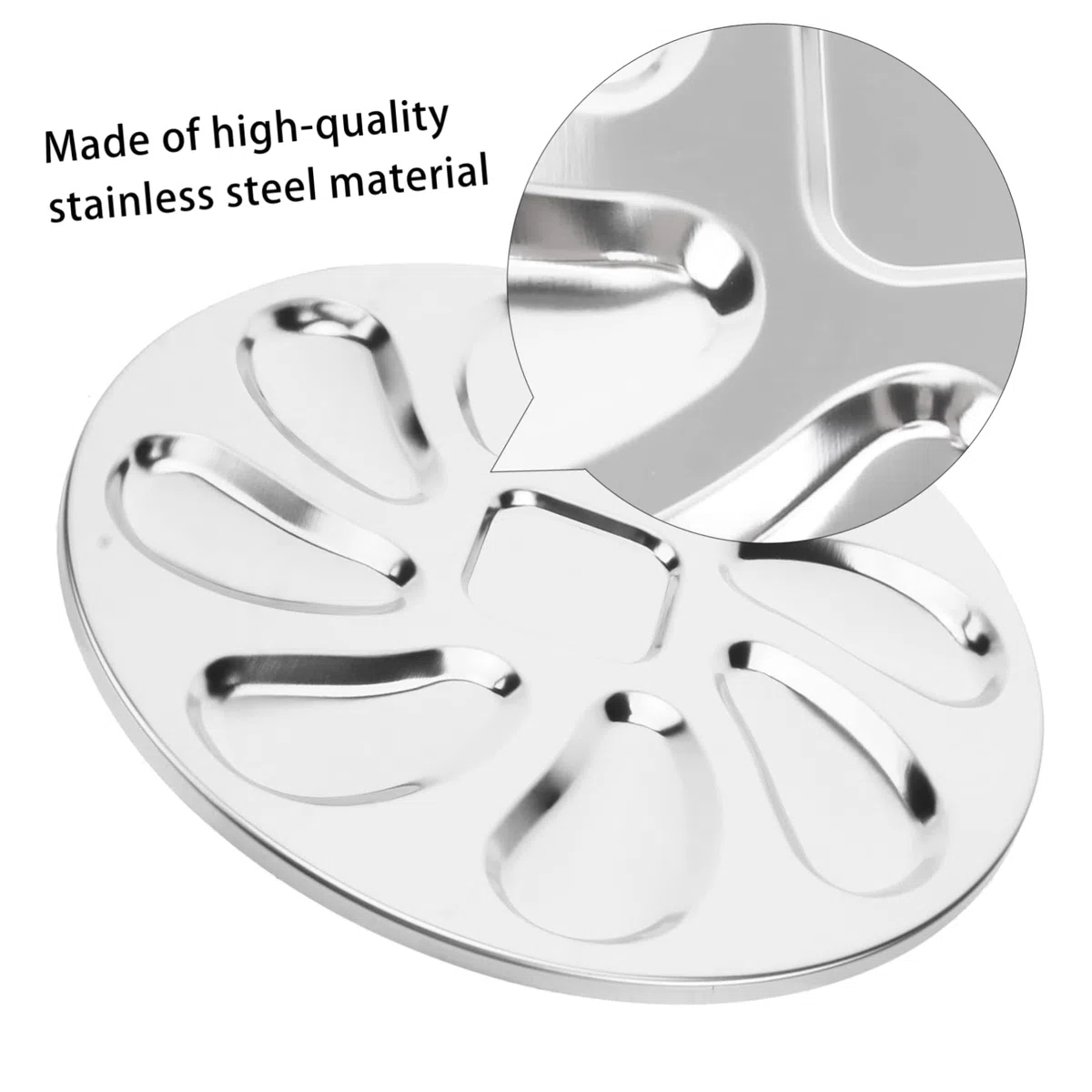 PRETYZOOM Plato de Ostras de Acero Inoxidable 230x230x15 Mm Ranuras para Salsa Antideslizante Apto para Horno para Restaurante y Cocina Profesional, Bandeja Multiusos para Mariscos y Servir