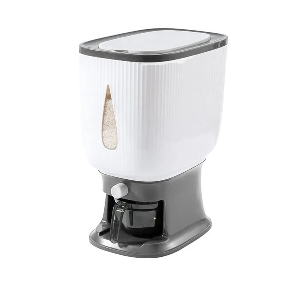 Dispensador de arroz automático de 10 kg con taza de enjuague, dispensador de arroz inteligente, almacenamiento de arroz, cubo de arroz doméstico, caja de arroz B