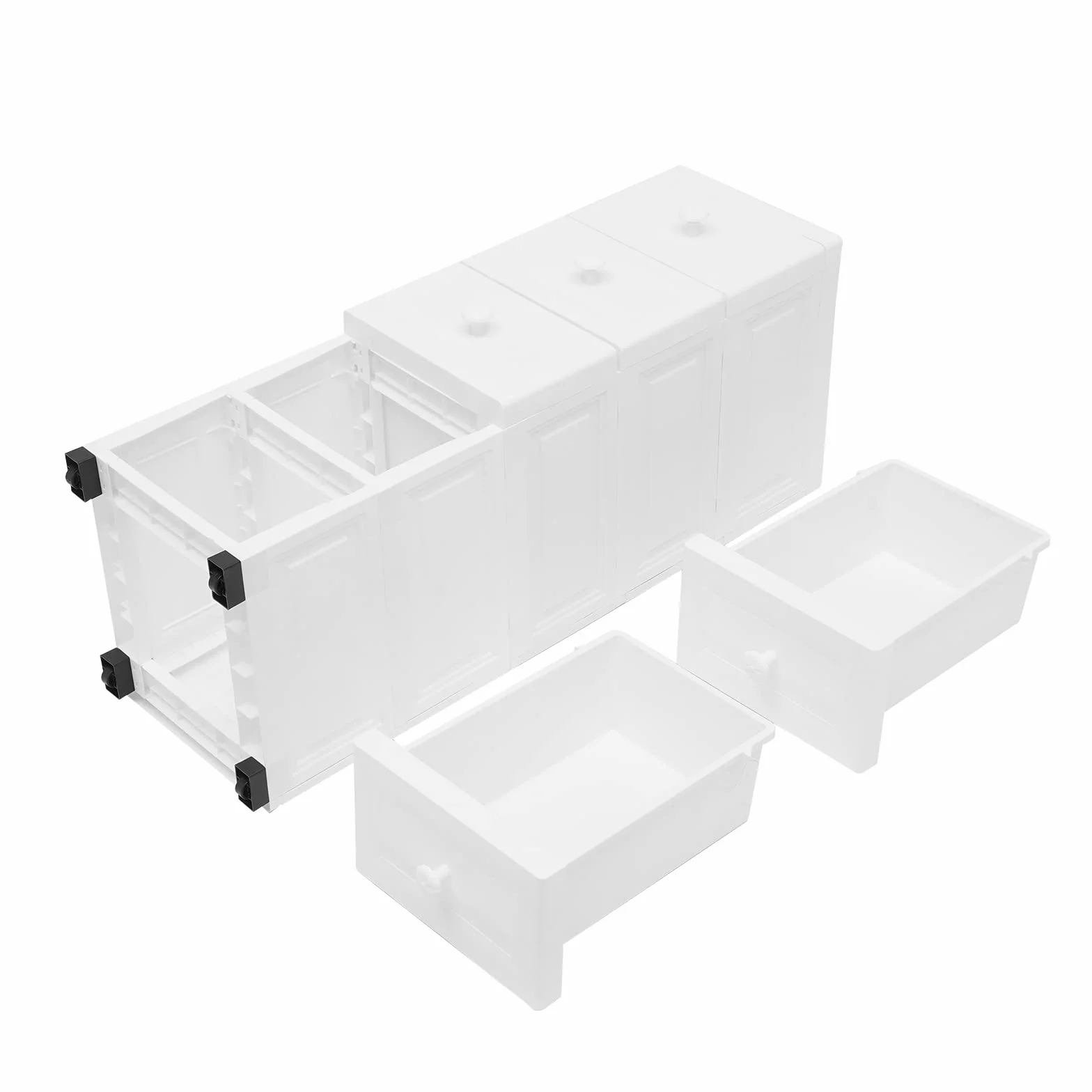 Armario Con Cajones Con Ruedas Con 5 Cajones - Armario Lateral, Carrito De Baño, Carrito De Cocina, Color Blanco, 25 x 34 x 82 Cm