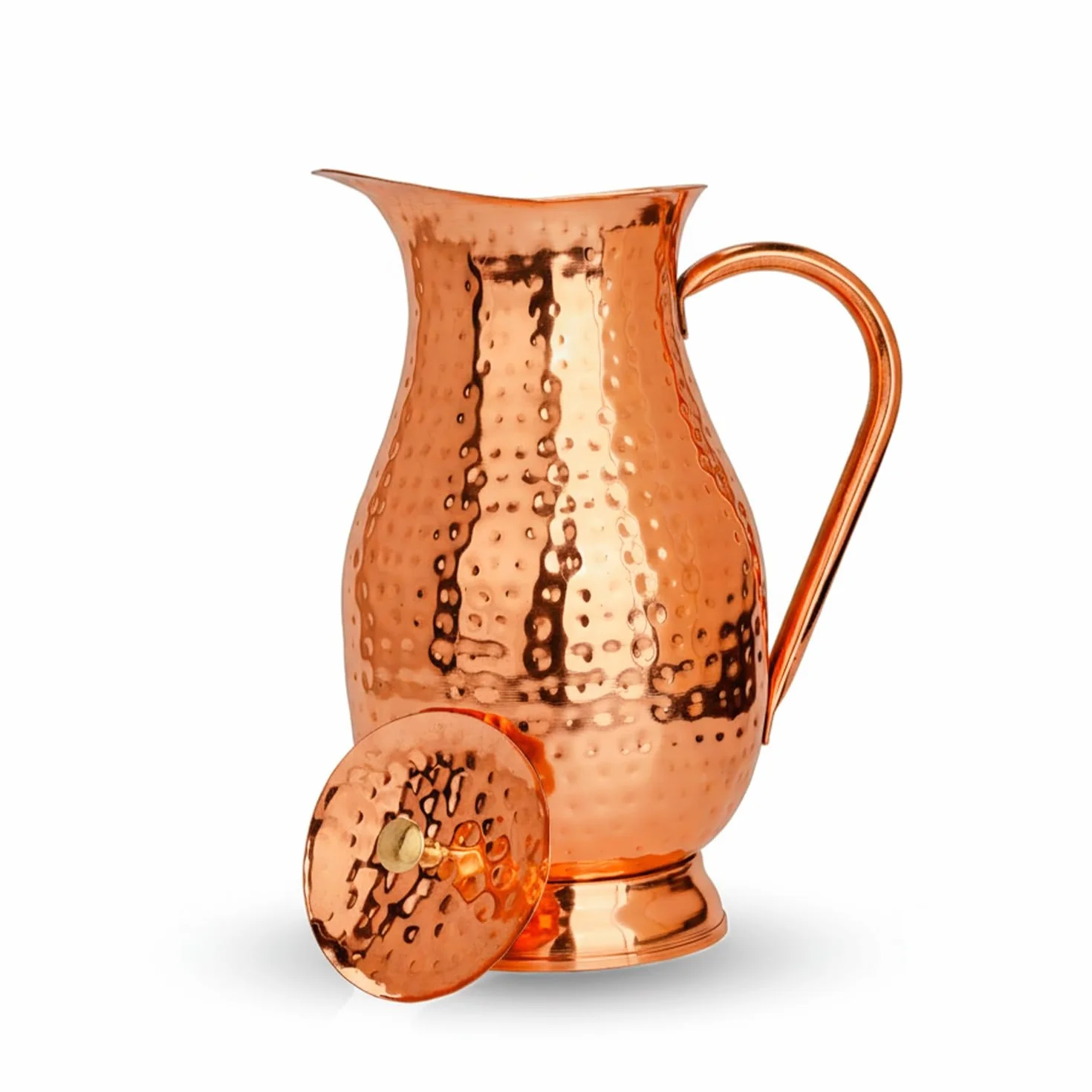 Jarra de cobre puro Royal de 1800 ml, 99,99% de cobre de grado alimenticio, sin BPA y a prueba de fugas, inspirada en Ayurveda para inmunidad, digestión, hogar y oficina