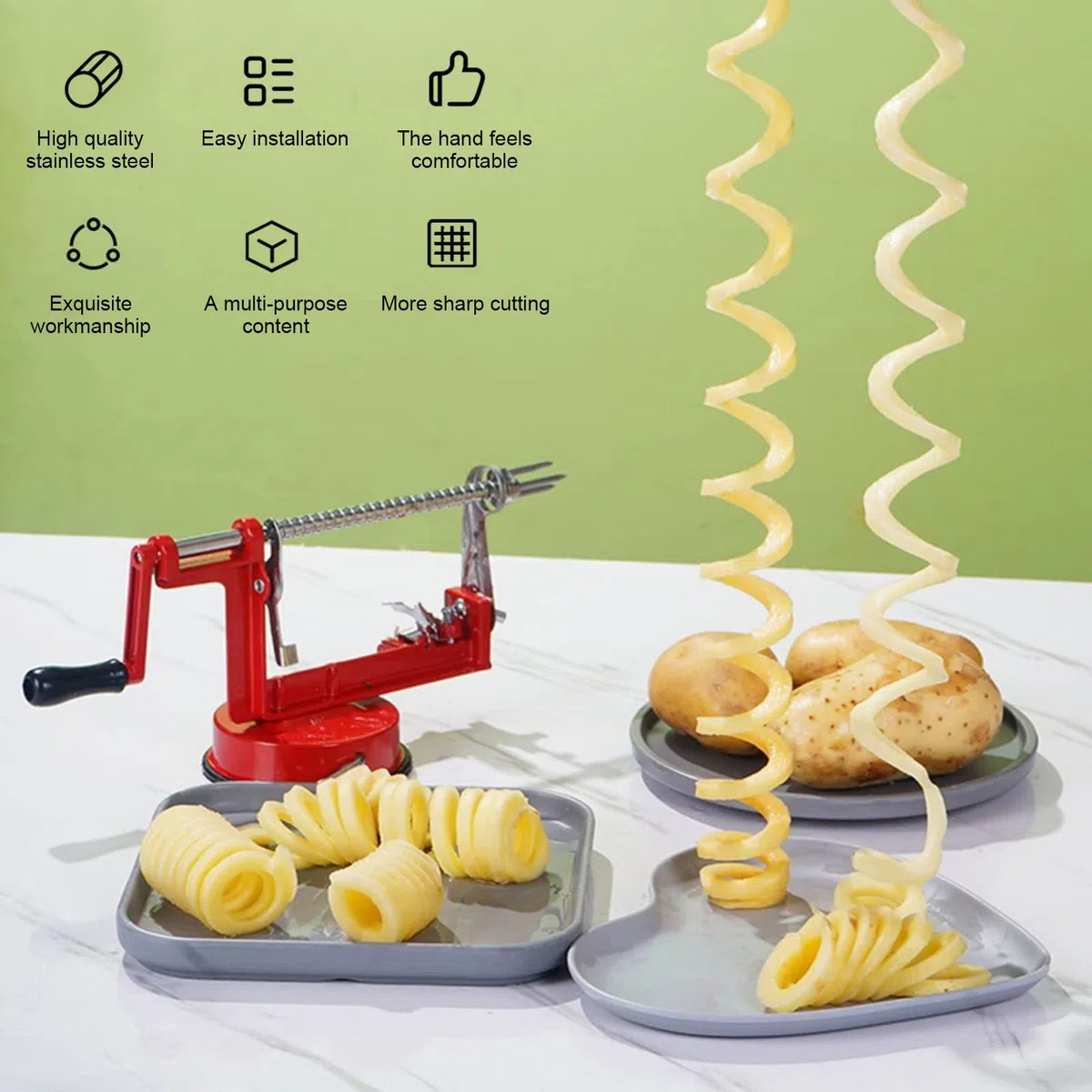 Kyaoayo - Pelador de manzana, pelador manual multifunción de acero inoxidable, peladores de frutas y verduras de 3 en 1, apto para cocinas de manzana, patata, verduras y frutas. osj0019300