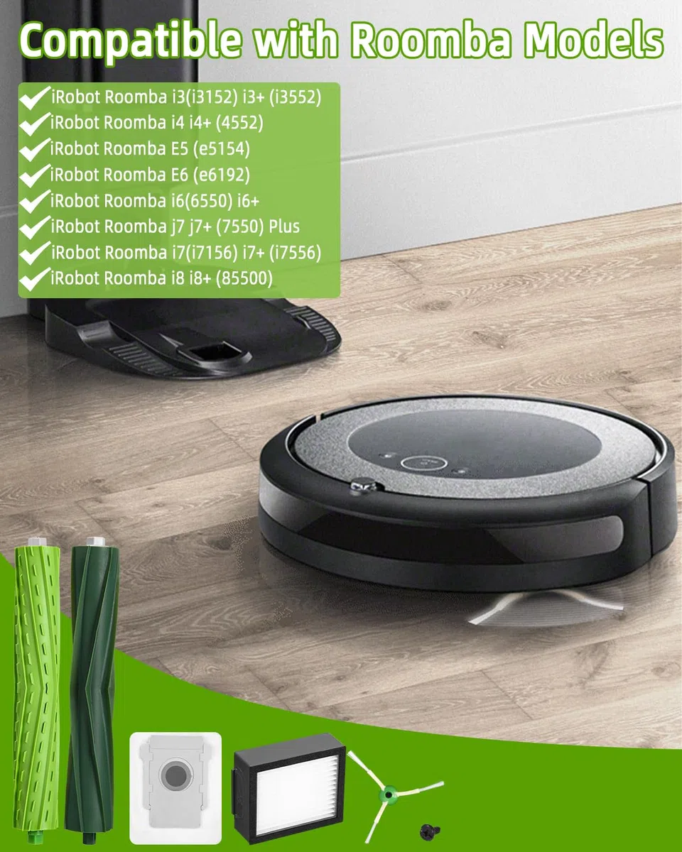 Kit de Accesorios Recambios para iRobot Roomba i7 i7+ j7 j7+ i3 i3+ i4 i4+ E5 E6 Aspiradora, Repuestos para Roomba 3 juegos de Cepillos Principales,10 Filtro,10 Cepillo Lateral,4 Bolsa de Polvo