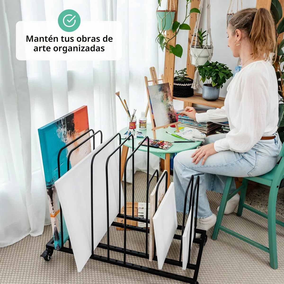 ODOXIA Estante de almacenamiento seguro para lienzos | Secado y organización fácil | Estante de impresión para arte
