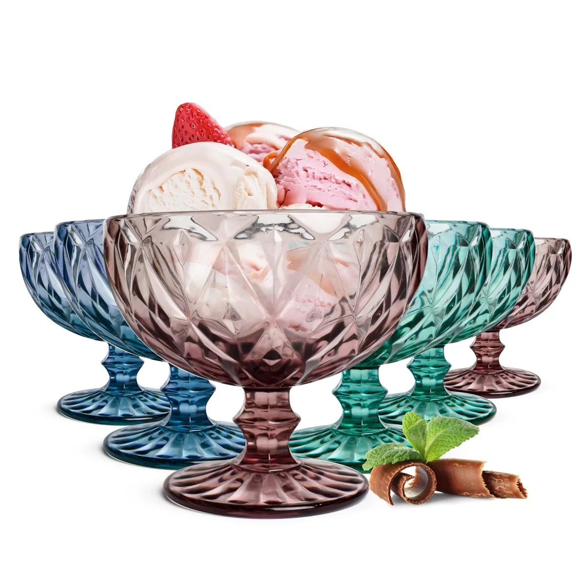 Sendez 6 Vasos de Helado de Colores - 300 ml Para Postre, Cóctel y Martini