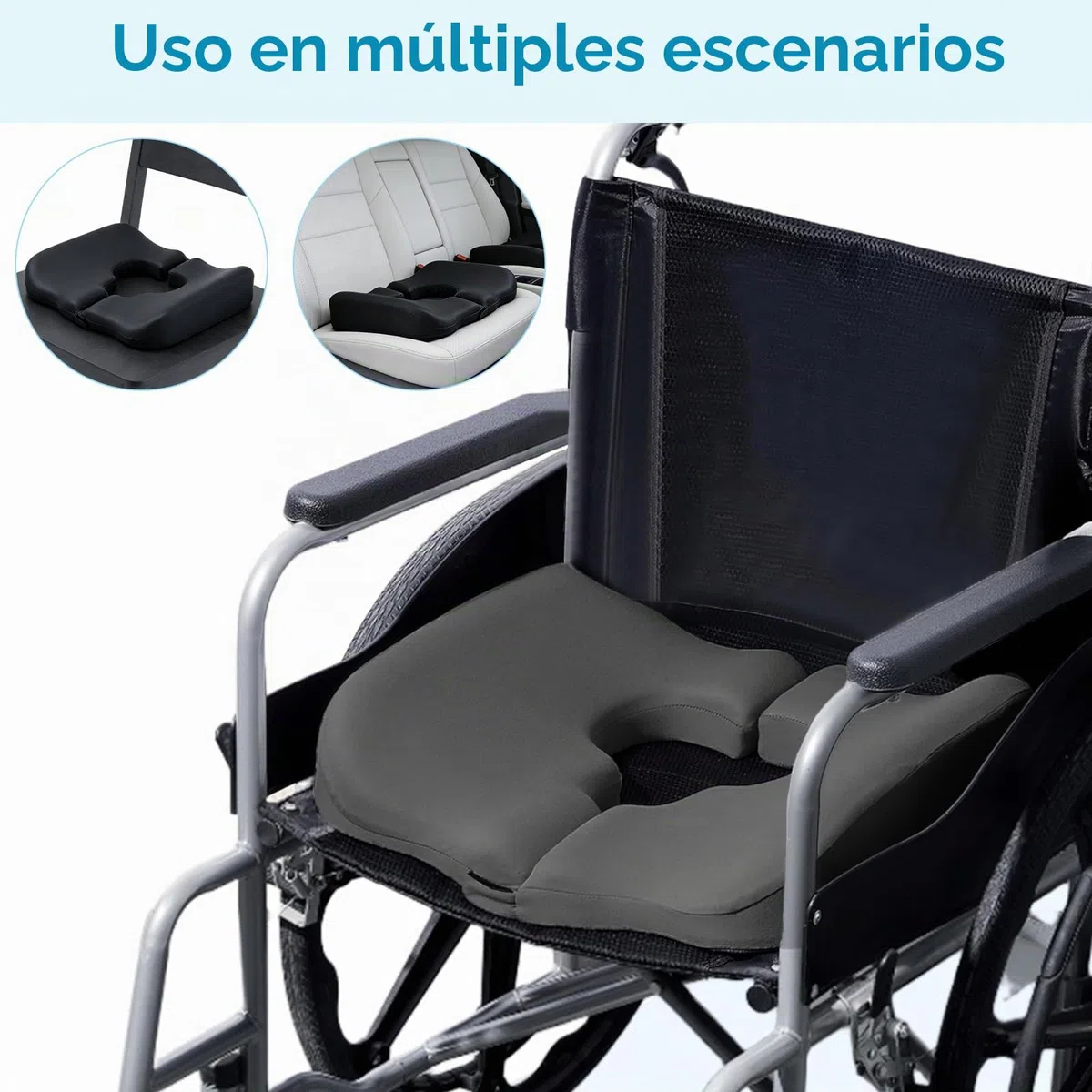 Cojín Hemorroides, Cojín para Coxis, Cojín de Espuma Viscoelástica, Cojín Antiescaras con Abertura en T, Plegable y Transpirable, para Silla Oficina, Asiento Coche y Soporte Diario