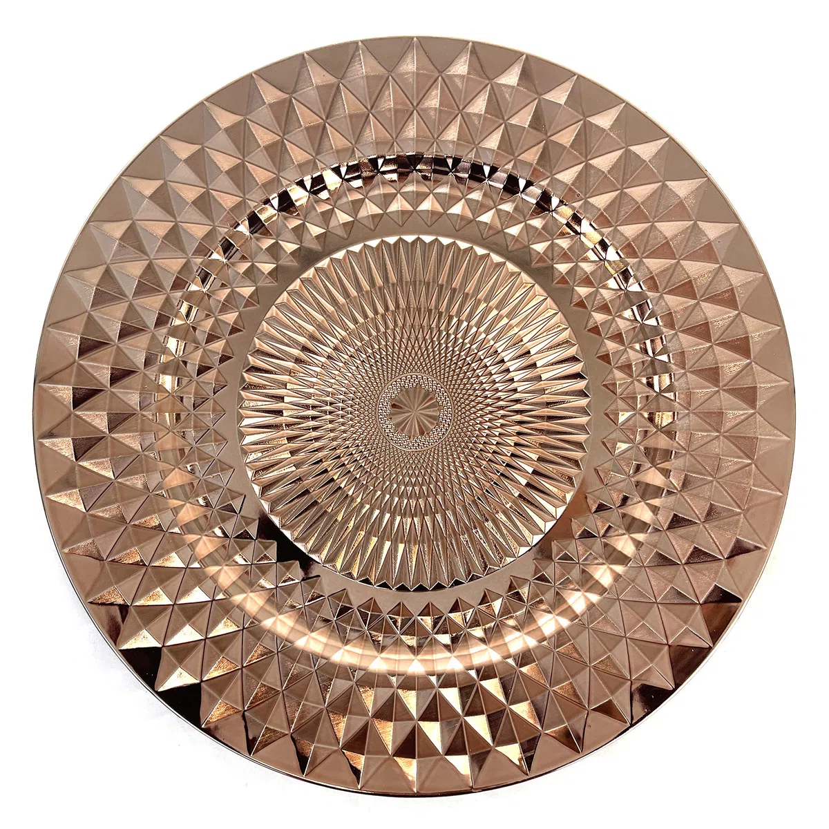 Allgala - Placas cargadoras de 13 pulgadas, paquete de 6 unidades de plástico resistente con patrón de diamante para boda, color oro rosa, HD80403