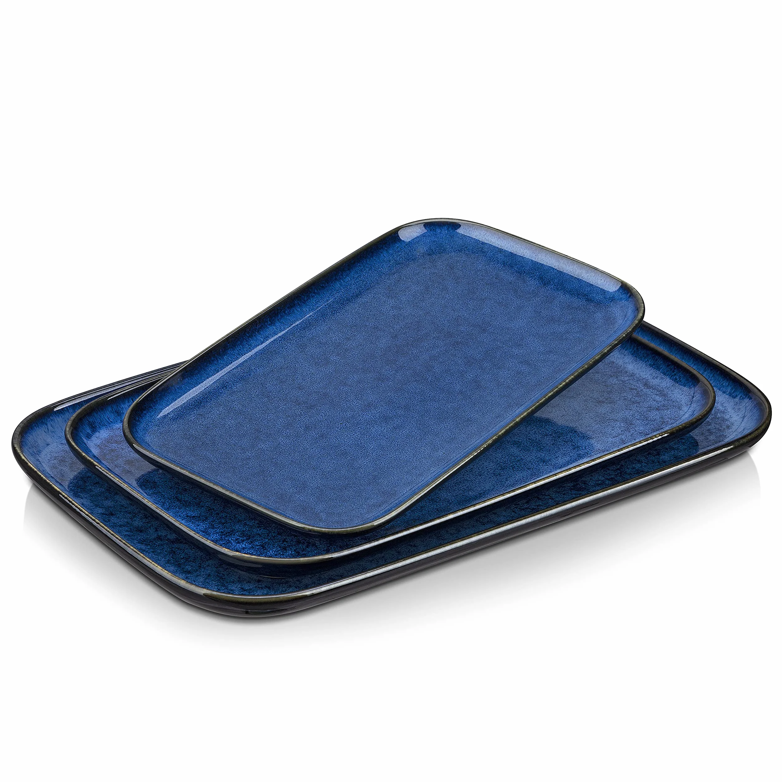 vancasso Ceramic Serving Platters Set de 3, 15/13/11 pulgadas Platos rectangulares de porcelana para la cena, fiesta