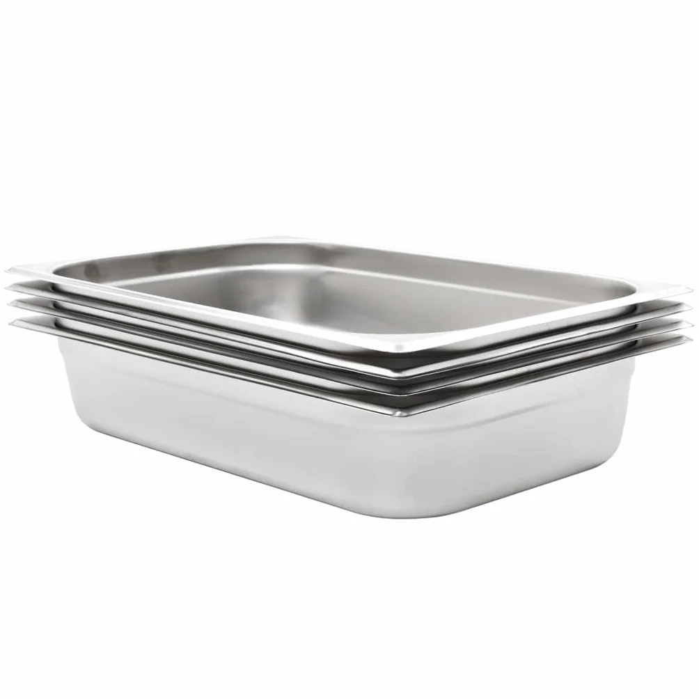 INLIFE Gastronorm 50881 - Contenedores (4 unidades, GN 1/1, 100 mm, acero inoxidable, 4,8 kg)