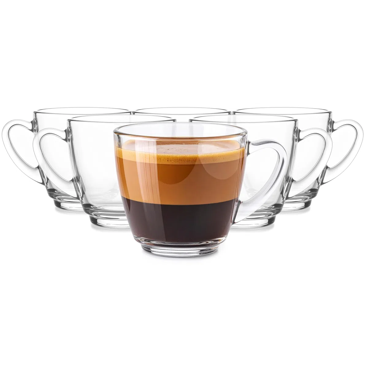 Glasmark KROSNO 1992 Set de 6 Tazas de Café de Vidrio 360 ml Transparente Apta para Lavavajillas