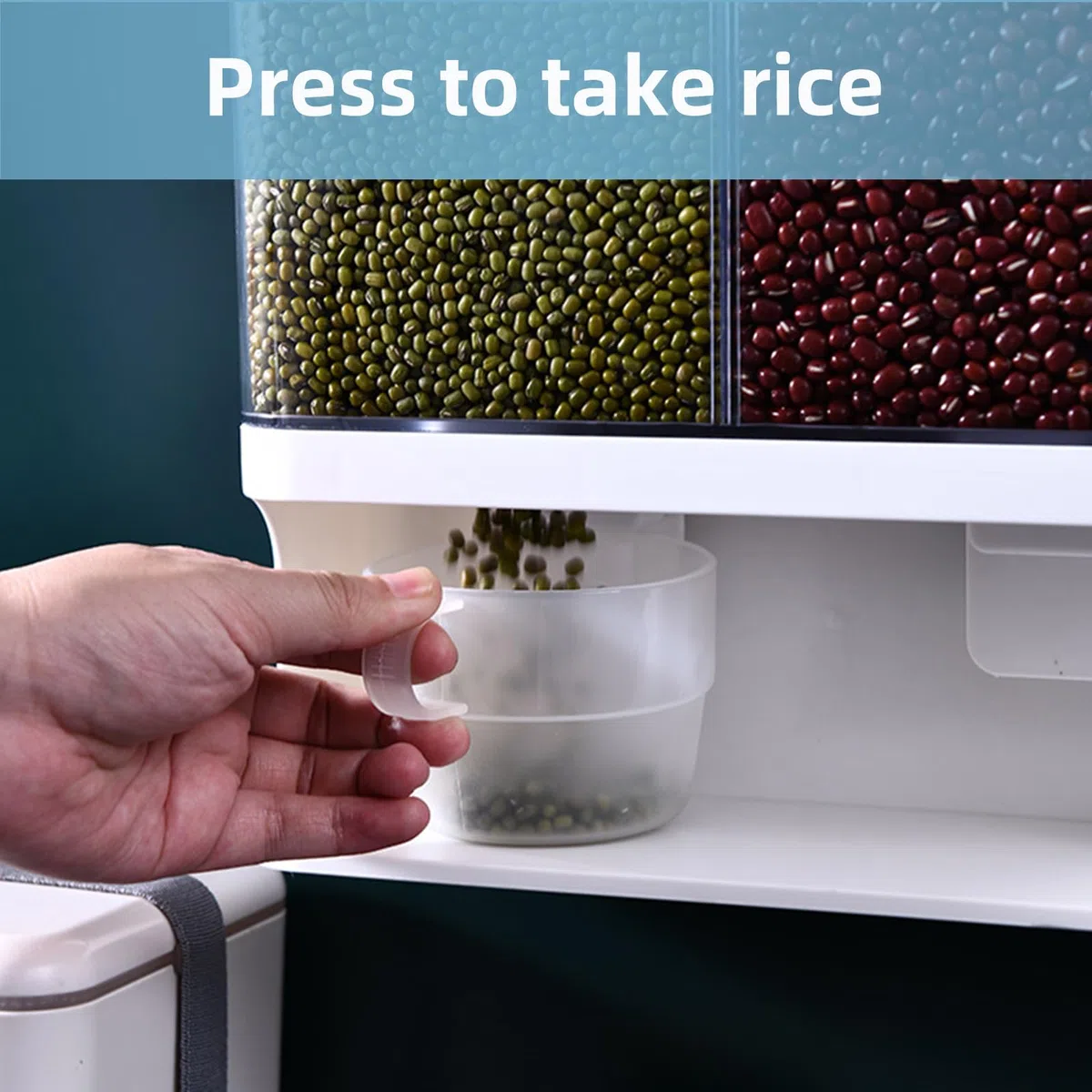Tefola Contenedor de almacenamiento de 3 litros dispensador de detergente con tapa, sellado en la pared, recipiente para cereales, dispensador de perlas perfumadas para arroz, perlas de lavandería