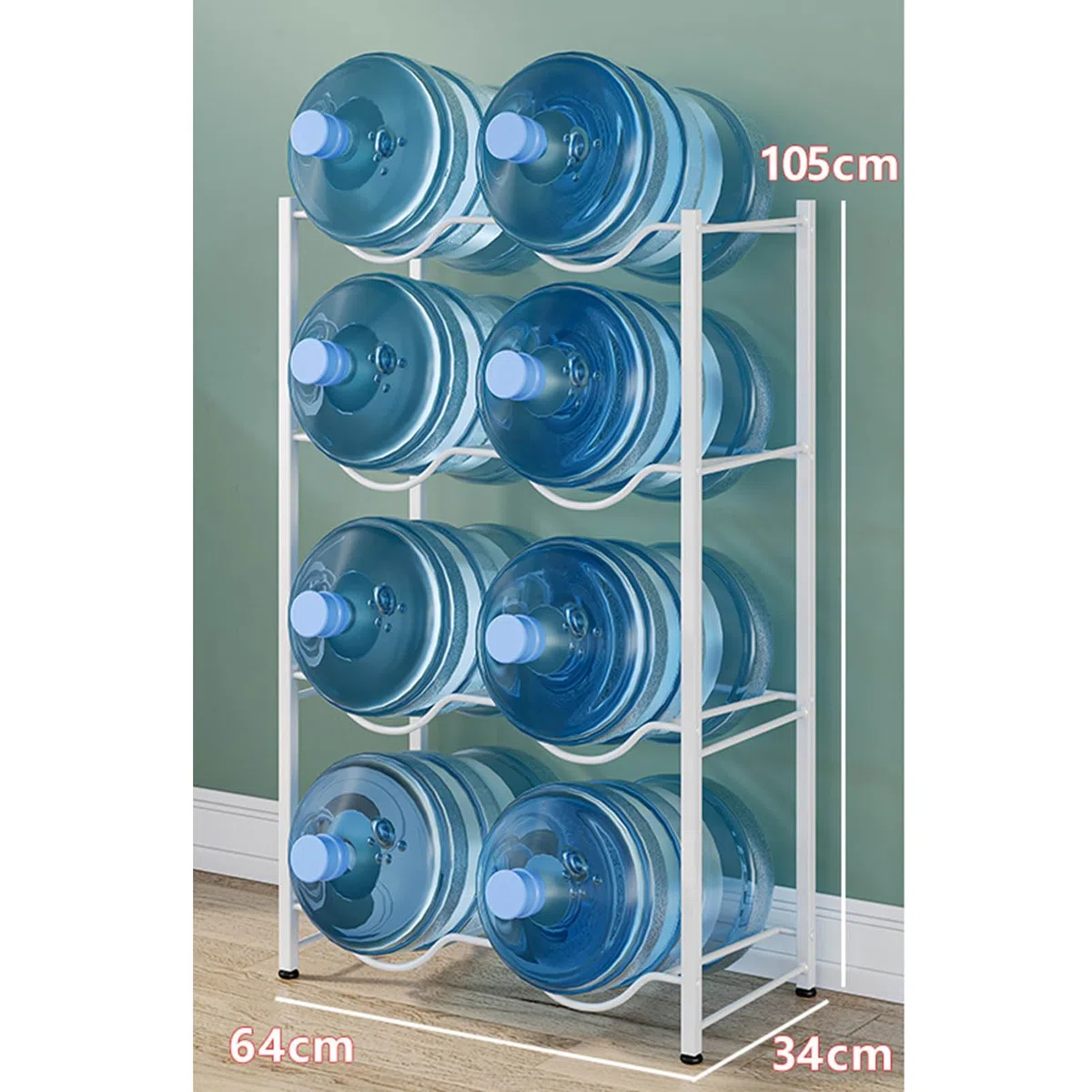 5 N - Estante para botellas de agua, apilable, doble fila para botellas enfriadoras de agua, Sto Solut para el hogar y la oficina, maximiza el espacio y la eficiencia