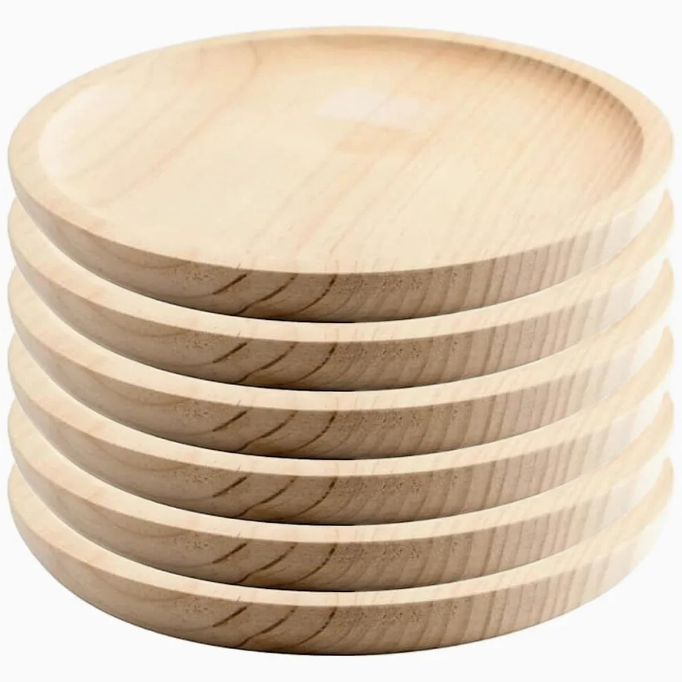 Platos para Pulpo de Madera - Plato para Pulpo - Plato de Quesos - Plato de Madera - Set de 6 - Diámetro 26 cm