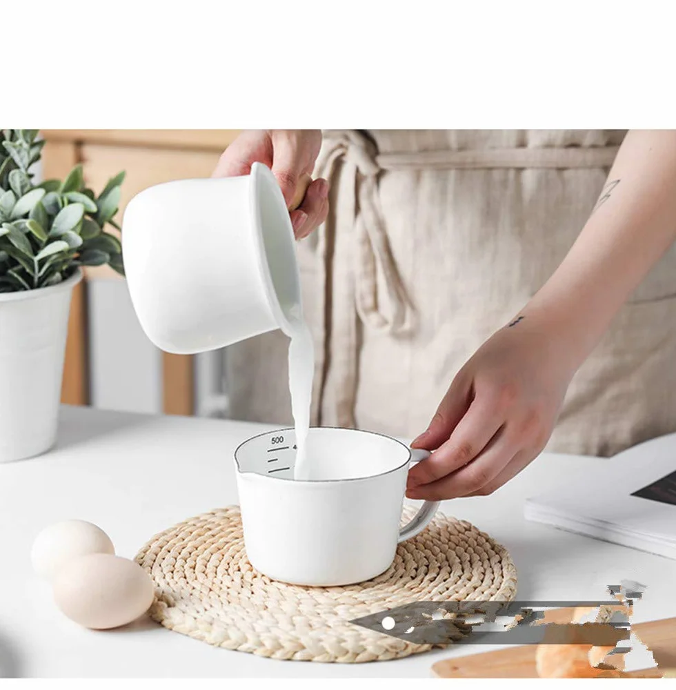Cazo antiadherente pequeño para leche, té, café, hervir huevos, preparar la papilla del bebé, diseño esmaltado con mango de madera, fácil de limpiar, de Jmahm. rosso