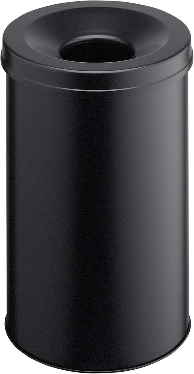 Durable 330601 Papelera metálica con cenicero redonda de 30 litros, negra
