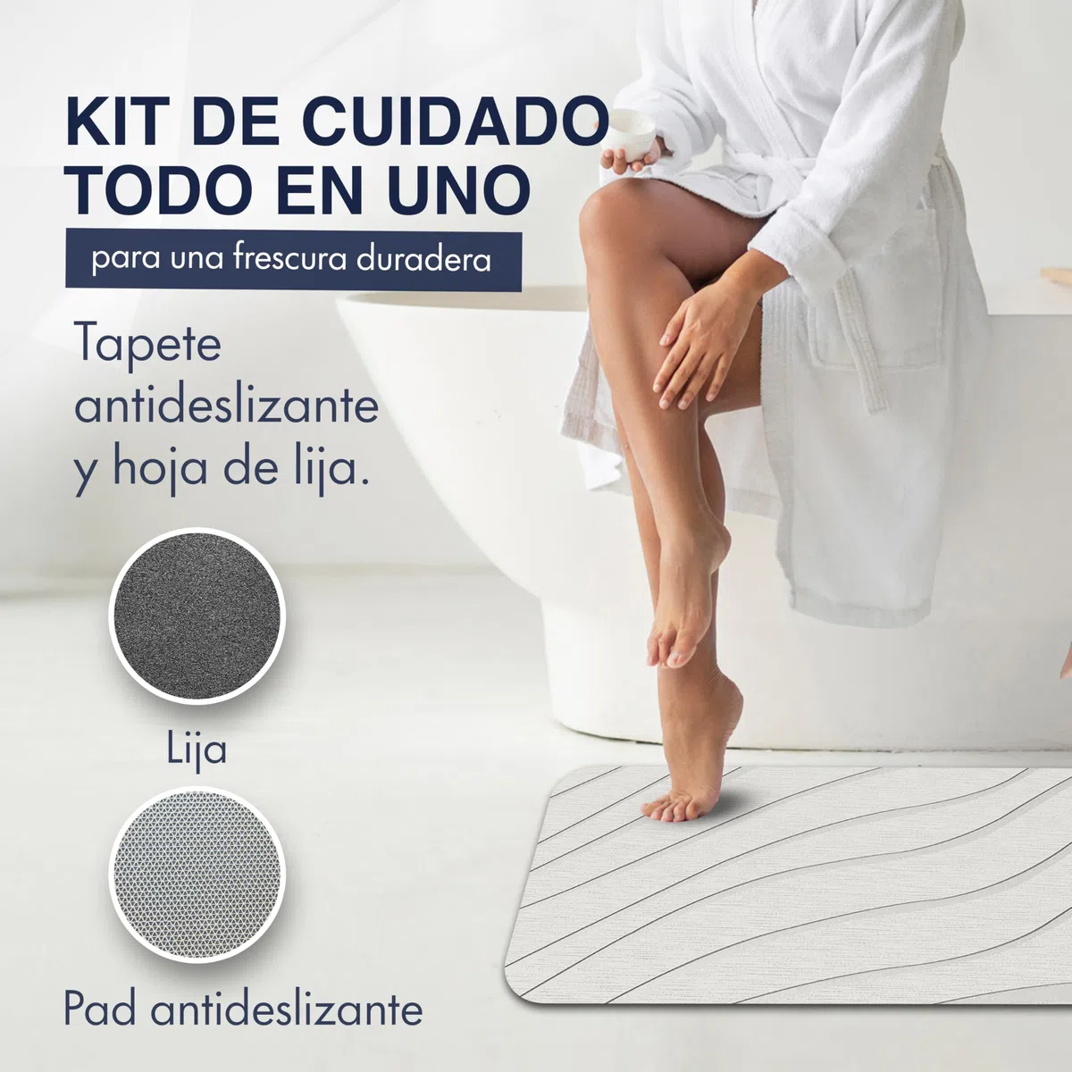 BAULA - Alfombra Diatomita Baño 60x40cm Reversible – Alfombra Baño Secado Rapido Super Absorbente, Antideslizante y Antibacteriana – Alfombrilla Diatomita Baño para Ducha, Bañera y Cocina (Beig)