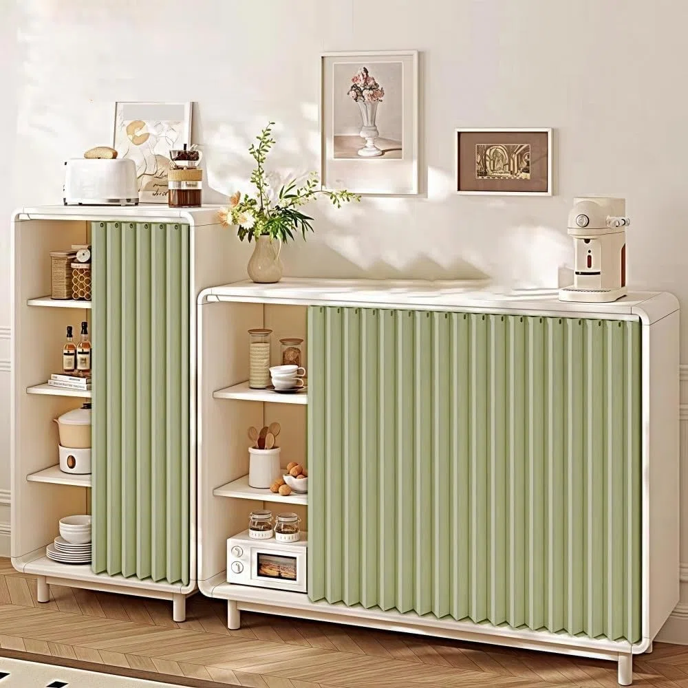 Cortinas Plegables Personalizables para armarios de Cocina, Ideales para armarios sin Puerta, Que proporcionan privacidad.-Green- W80cmxH60cm