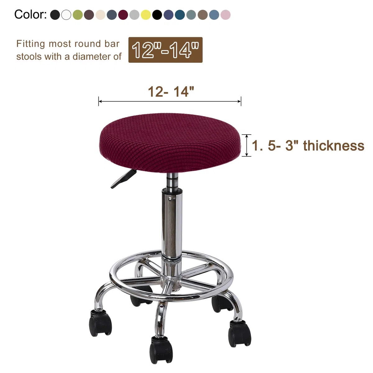 QUARKZMAN 4uds Mejoradas Redondo Bar Taburete Fundas, Redondo Silla Fundas Diámetro 12-14", Redondo Silla Asiento Cojines para Sillas Taburete Fundas Verde