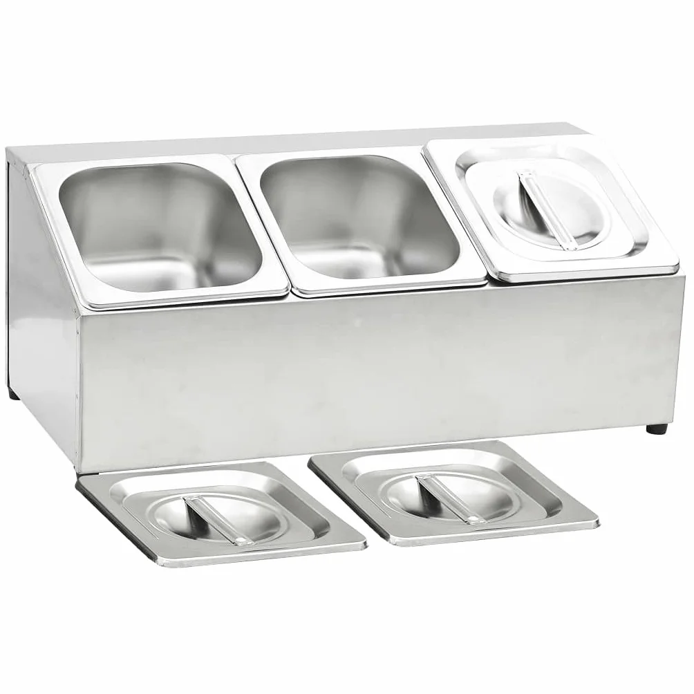 Home & Garden-Gastronorm - Contenedor con 3 sartenes GN 1/6 de acero inoxidable para muebles