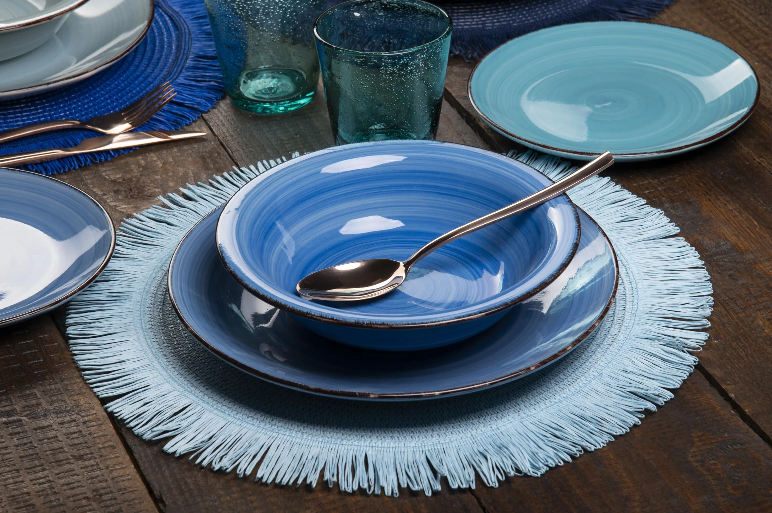 Villa d'Este Home Tivoli 1996 Juego de 6 platos de postre de porcelana Ø19 cm, cabaña Acqua